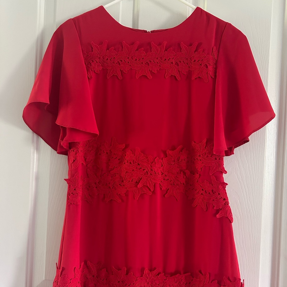 GB Girls Red Dress with Lace Trim, size 16